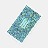 Tuurblauw turkoois glanzend met monogram servet (Hoek)