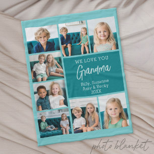 Tuurblauw & Witte 8 Foto Collage - We houden van o Fleece Deken