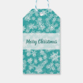 Tuurblauw & Witte Sneeuwvlokken Winter Wonderland  Cadeaulabel (Achterkant)