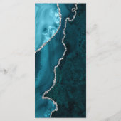 Tuurblauw Zilver Agategrijs Bruiloft Menu (Achterkant)