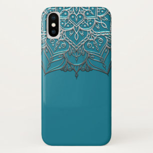 Tuurblauw & Zilver Mandala Elegant Minimaal Marokk Case-Mate iPhone Case
