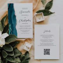 Tuurblauw Zilveren Agaat QR Code Bruiloft