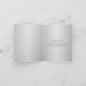 Tuurblauw Zilveren Bloemen Bruiloft Bedankkaart (Binnen)