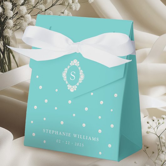 Tuurblauwe chic bruidsfeest cadeauverpakkingen bedankdoosjes