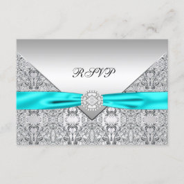 Tuurblauwe diamanten trouw-RSVD RSVP Kaartje