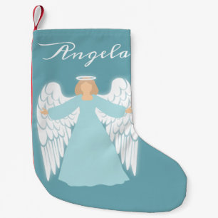 Tuurblauwe engel kleine kerstsok
