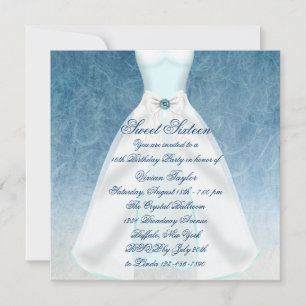 Tuurblauwe jurk Turquoise Sweet Sixteen verjaardag Kaart