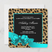 Tuurblauwe Luipaard Afstudeer Uitnodigingen (Achterkant)