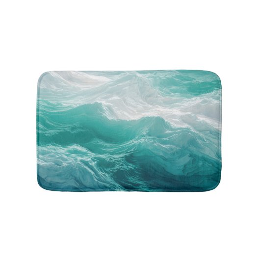 Tuurblauwe Oceaangolven Abstracte Droom Badmat (Voorkant)