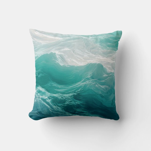 Tuurblauwe Oceaangolven Abstracte Droom  Kussen (Voorkant)
