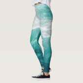 Tuurblauwe Oceaangolven Abstracte Droom Leggings (Links)