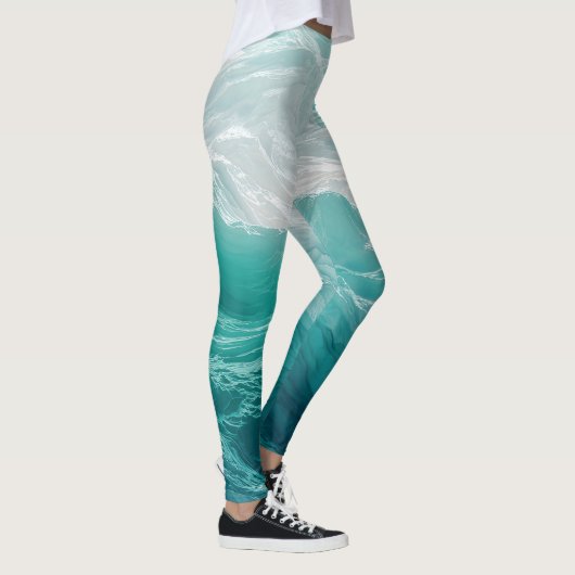 Tuurblauwe Oceaangolven Abstracte Droom Leggings (Rechts)