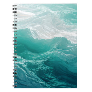Tuurblauwe Oceaangolven Abstracte Droom  Notitieboek