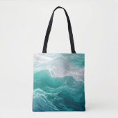 Tuurblauwe Oceaangolven Abstracte Droom Tote Bag (Voorkant)