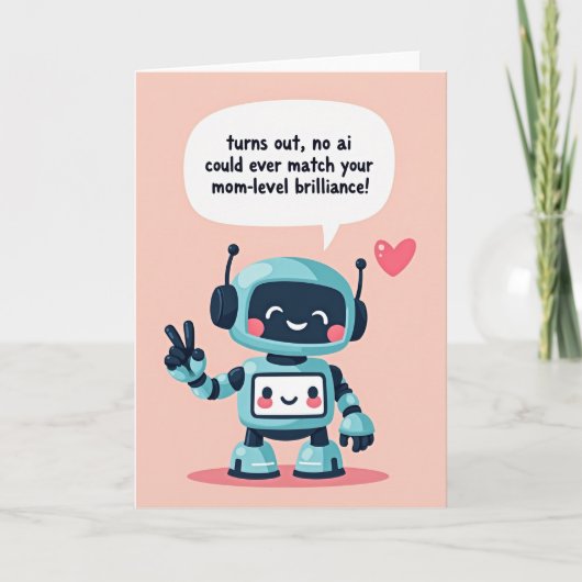 Tuurblauwe Robot Moederdagkaart Kaart (Voorkant)