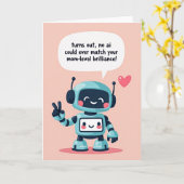 Tuurblauwe Robot Moederdagkaart Kaart (Gele Bloem)