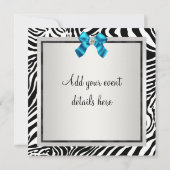 Tuurblauwe Zebra Feest Uitnodiging (Achterkant)