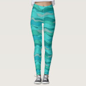 Tuurblauwgroene Zee Golven Leggings (Voorkant)