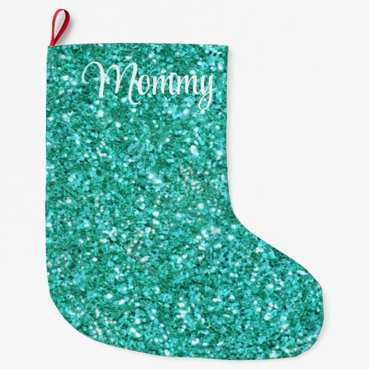 Tuurblinke glinsterende glitterpatroon grote kerstsok (Voorkant)