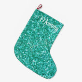 Tuurblinke glinsterende glitterpatroon grote kerstsok (Voorkant (Hangend))