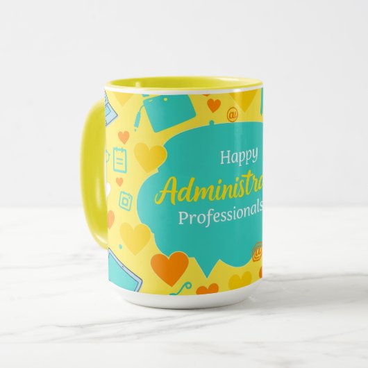 Tuurgeel Admin Professionals Dag Iconen Mok (Voorkant links)