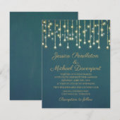 Tuurgoud Glitter Snaar Fee Licht Bruiloft Kaart (Voorkant / Achterkant)