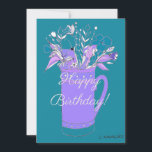 Tuurkleurige kleurrijke Happy Birthday bloemen in  Feestdagenkaart<br><div class="desc">Een origineel bloemkunstwerk van kunstenaar Linda Kavalsky,  voeg wat kleur toe om iemands dag op te vrolijken!</div>