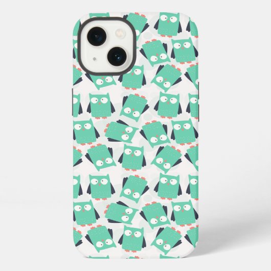 Tuurkleurige Whimsical Uilen iPhone Hoesje (Achterkant)