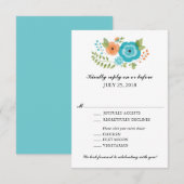 Tuurkoois en Oranje Zomerbloemen Trouw RSVP (Voorkant / Achterkant)