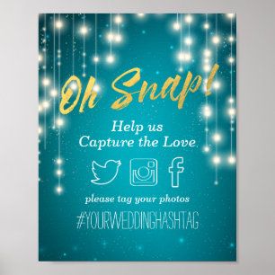 Tuurkse Lichtslingers Bruiloft Oh Snap Hashtag Poster