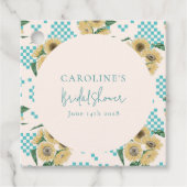 Tuurkse zonnebloem schaakbord bruiloftsborrel  bedankjes labels (Voorkant)