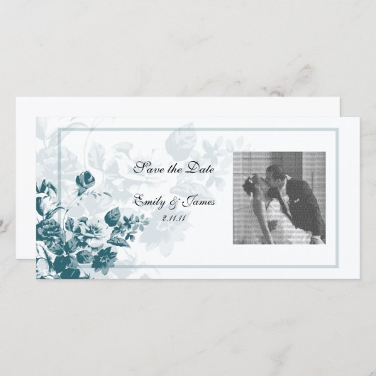 Tuurlijk elegante bloem bruiloft foto kaarten (Voorkant / Achterkant)