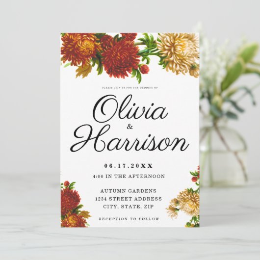 Tuurlijk elegante bloemen in één bruiloft kaart (Staand voorkant)