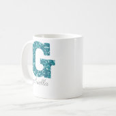 Tuurlijk Glitter Monogram G Gepersonaliseerde Mok (Voorkant links)