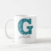 Tuurlijk Glitter Monogram G Gepersonaliseerde Mok (Links)