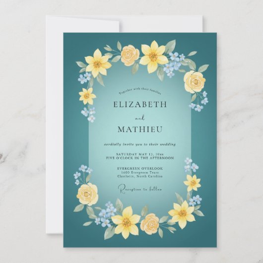 Tuurlijk Lentewedding in Teal Kaart (Voorkant)