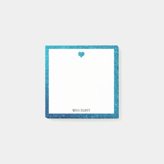 Tuurlijk vals glinsterend hart en rand op wit met post-it® notes (Voorkant)