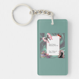 Tuurquoise & Blush Trouw Favor Sleutelhanger