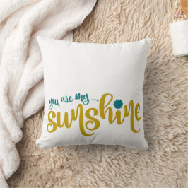 Tuurquoise en gele typografie Mijn zonneschijn Kussen