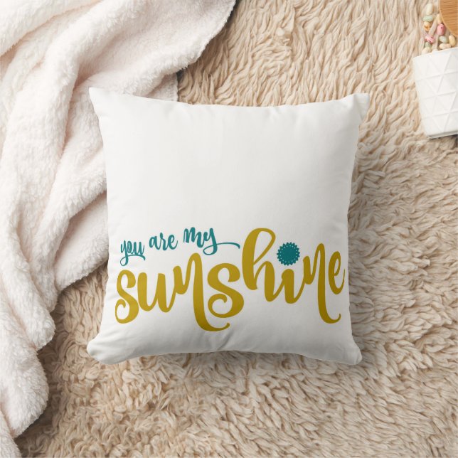 Tuurquoise en gele typografie Mijn zonneschijn Kussen (Deken)