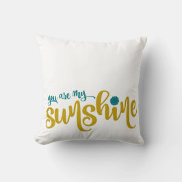 Tuurquoise en gele typografie Mijn zonneschijn Kussen