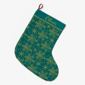 Tuurquoise en Goud Persoonlijk Grote Kerstsok (Voorkant (Hangend))