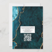 Tuurquoise en gouden agaatsteen QR-code RSVP-huwel Kaart (Achterkant)