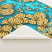 Tuurquoise en Gouden Bloemen Gepersonaliseerde Naa Sherpa Deken (3/4)