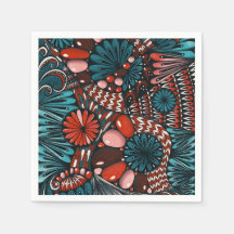 Tuurquoise en Koraal Abstract 3D Zentangle Patroon