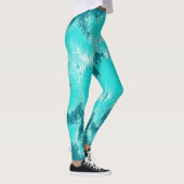 Tuurquoise en Mint Abstract ikat Patroon Leggings (Rechts)