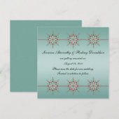 Tuurquoise en Rode Versiering Opslagdatum Save The Date (Voorkant / Achterkant)