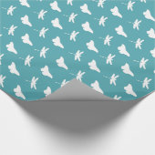 Tuurquoise en Witte Vlinder en Libel Patroon Cadeaupapier (Hoek)