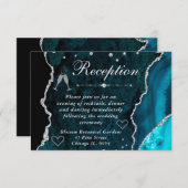 Tuurquoise en Zilveren Nep Glitter Agate Ontvangst Informatiekaartje (Voorkant / Achterkant)