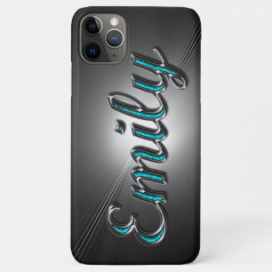 Tuurquoise en zilveren ontwerp naam "Emily" iPhone 11 Pro Max Hoesje